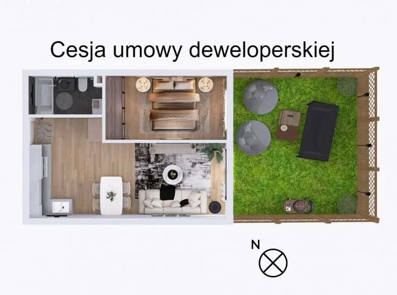 2 room apartment 40 m² Warsaw, Poland