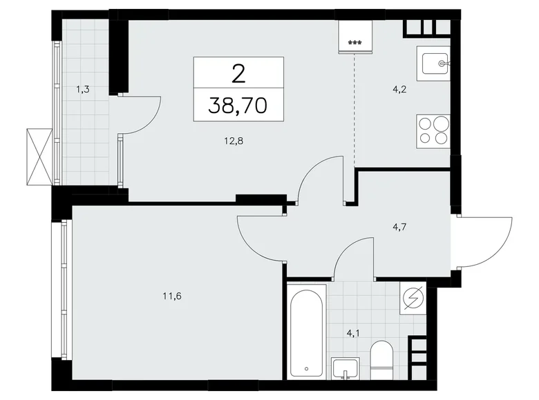 Wohnung 2 zimmer 39 m² Kommunarka, Russland
