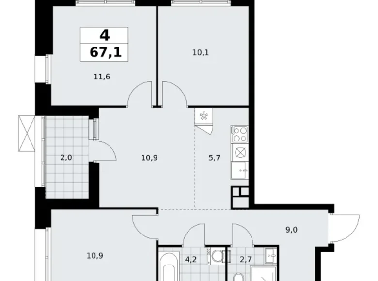 Квартира 4 комнаты 67 м² район Коммунарка, Россия
