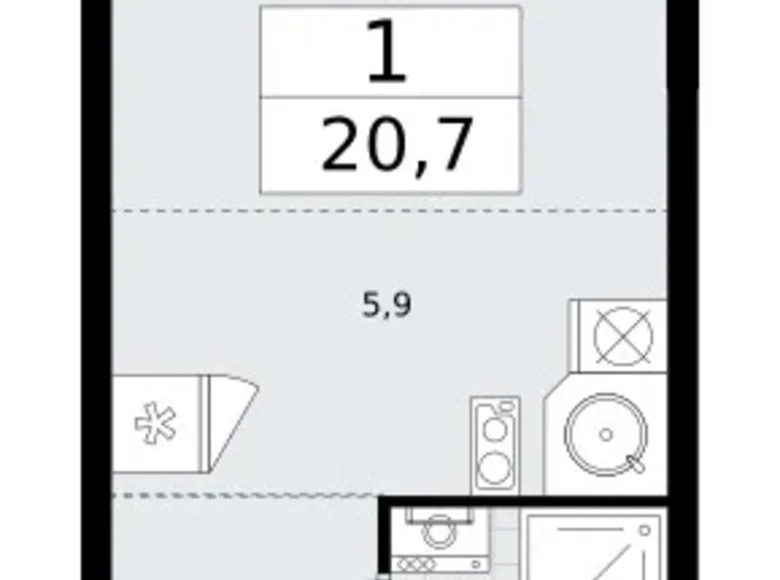 Apartamento 1 habitación 21 m² Vnukovo, Rusia
