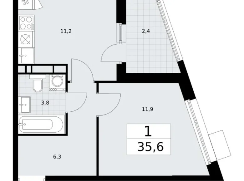 Apartamento 1 habitación 36 m² Vnukovo, Rusia