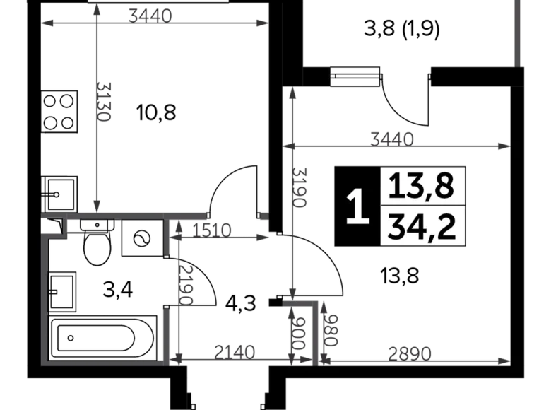 Wohnung 1 zimmer 35 m² Leninsky District, Russland