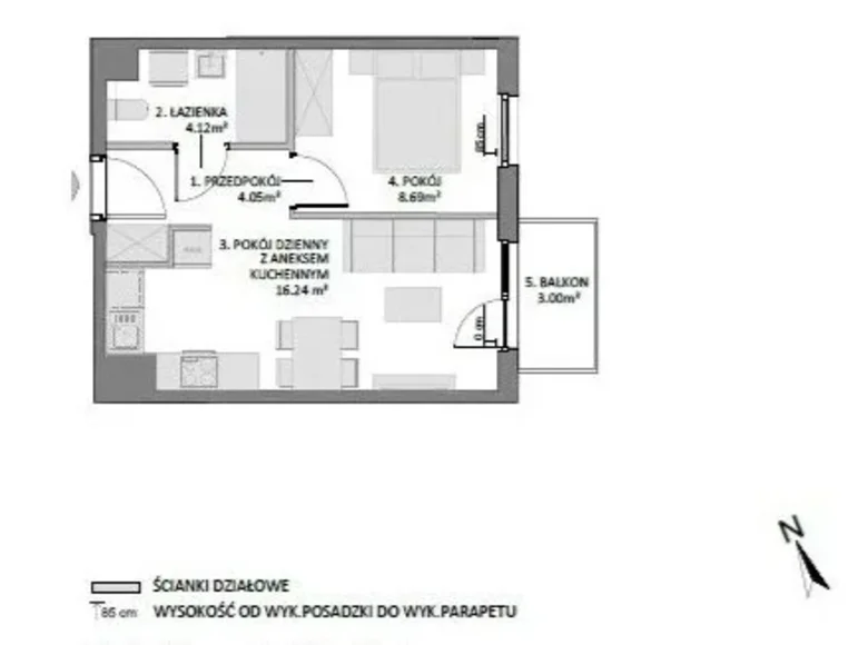 1 bedroom apartment 33 m² Gdańsk, Poland