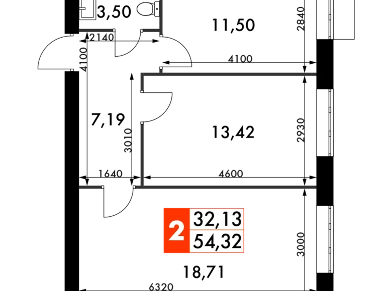 Wohnung 2 zimmer 54 m² Rajon Odinzowo, Russland
