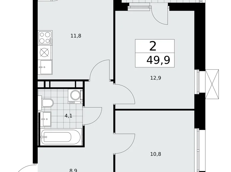 Apartamento 2 habitaciones 50 m² Kommunarka, Rusia