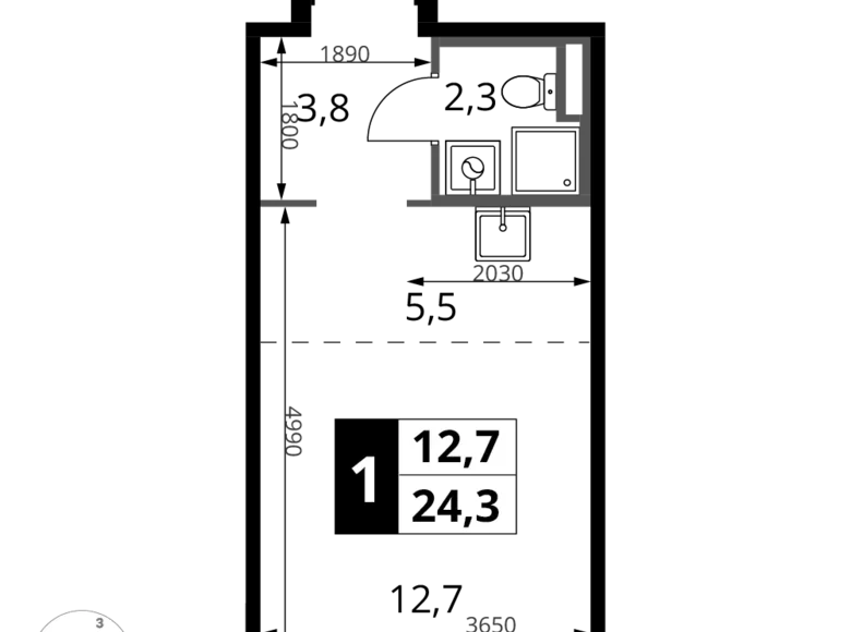 Kawalerka 1 pokój 24 m² Sapronovo, Rosja