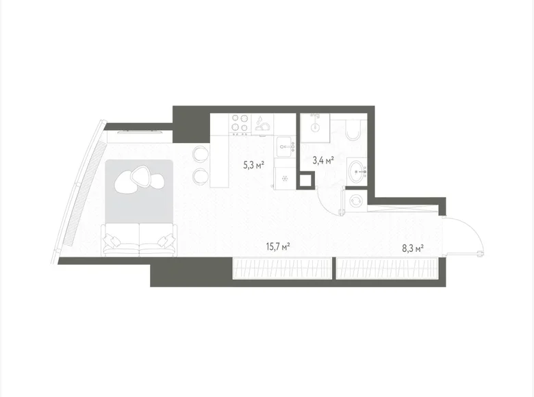 Apartamento 1 habitación 33 m² Rusia, Rusia