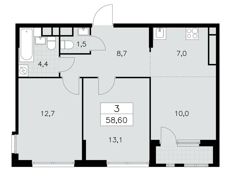 Wohnung 3 zimmer 59 m² Moskau, Russland