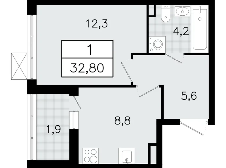 Appartement 1 chambre 33 m² Vsevolozhsk, Russie