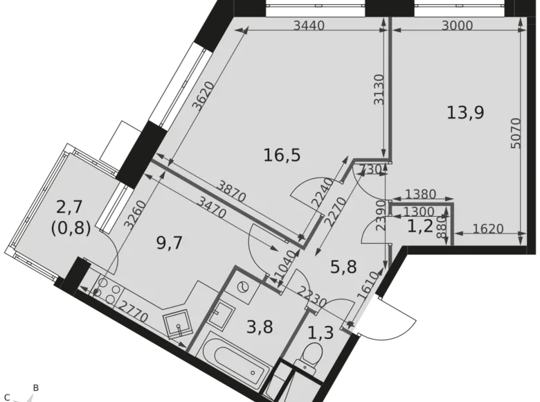 Apartamento 2 habitaciones 54 m² Mytishchi Urban Okrug, Rusia