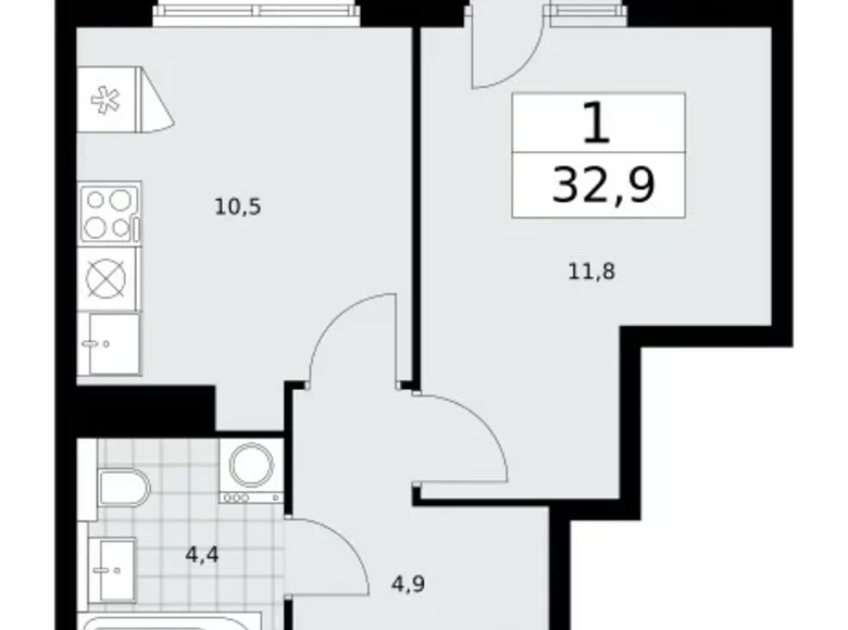 Mieszkanie 1 pokój 33 m² Kommunarka, Rosja