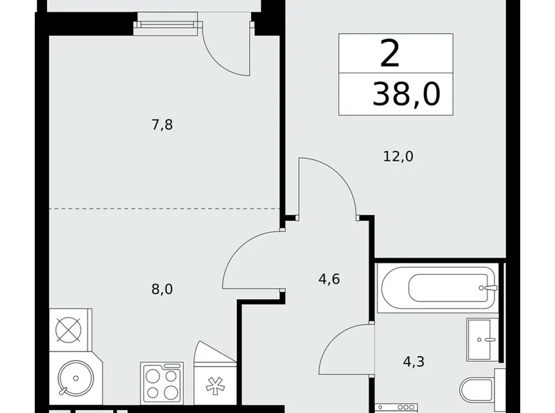 Mieszkanie 2 pokoi 38 m² Kommunarka, Rosja