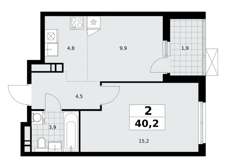 Wohnung 2 zimmer 40 m² Kommunarka, Russland