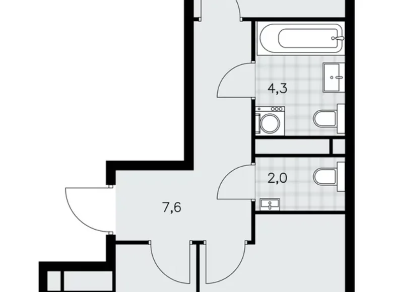 2 room apartment 51 m² Kommunarka, Russia