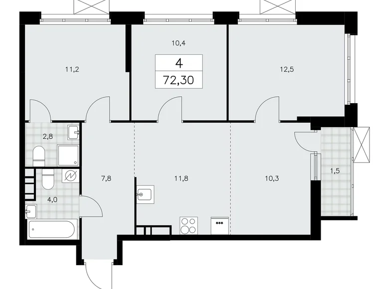 Квартира 4 комнаты 72 м² район Коммунарка, Россия