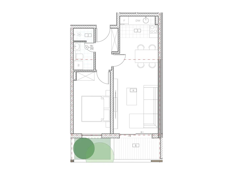 Квартира 1 комната 48 м² Boreti, Черногория