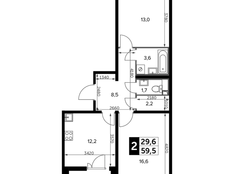 Wohnung 2 zimmer 60 m² Leninsky District, Russland