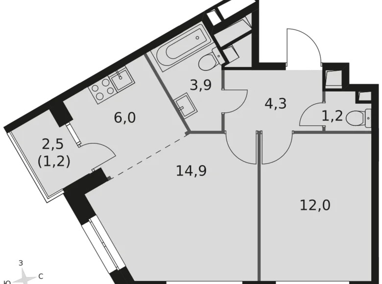 Wohnung 2 zimmer 44 m² Mytishchi Urban Okrug, Russland