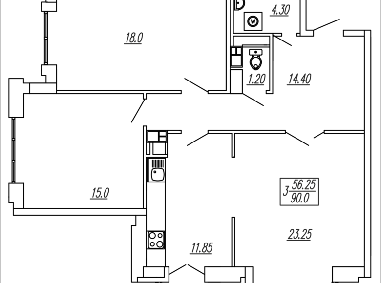 Mieszkanie 3 pokoi 90 m² Mińsk, Białoruś