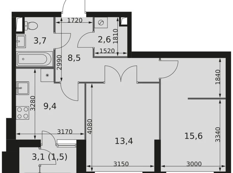 Apartamento 2 habitaciones 55 m² Moscú, Rusia