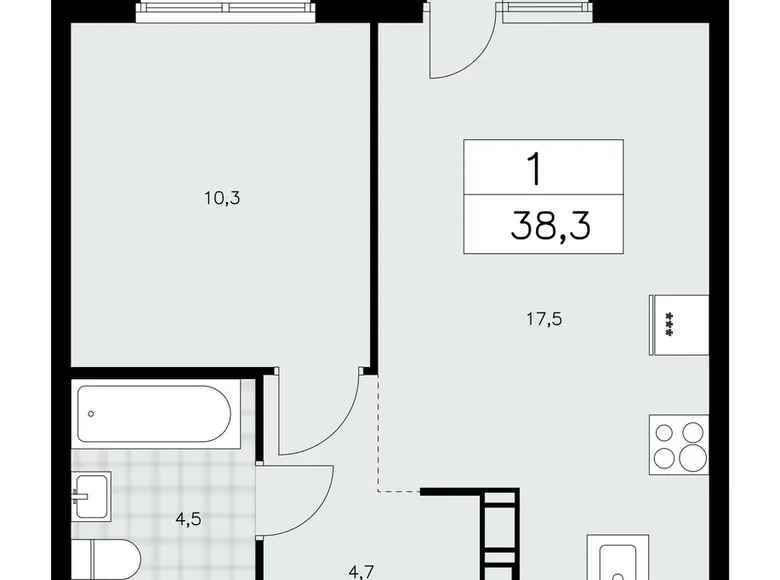 Mieszkanie 1 pokój 38 m² Krasnoye Selo, Rosja