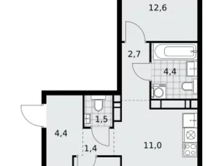 3 room apartment 58 m² Kommunarka, Russia