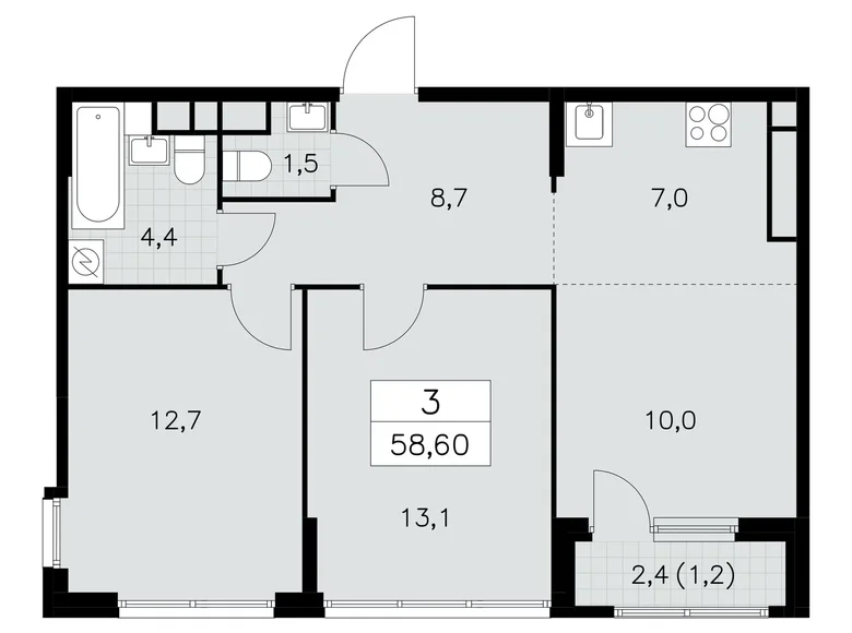 Wohnung 3 zimmer 59 m² Moskau, Russland