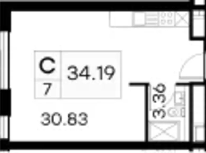 1 room studio apartment 34 m² Moscow, Russia