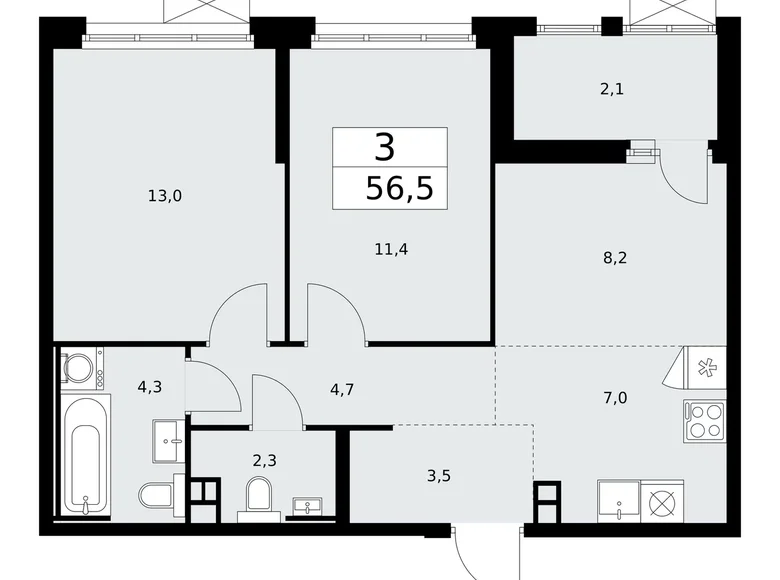 Wohnung 3 zimmer 57 m² Kommunarka, Russland