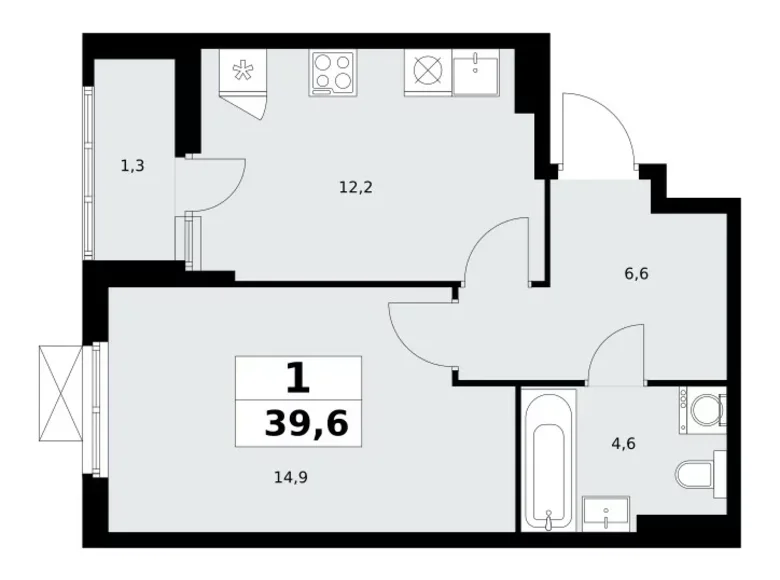 Wohnung 1 zimmer 40 m² Kommunarka, Russland