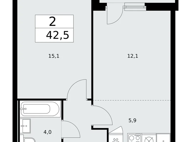 Apartamento 2 habitaciones 43 m² Kommunarka, Rusia