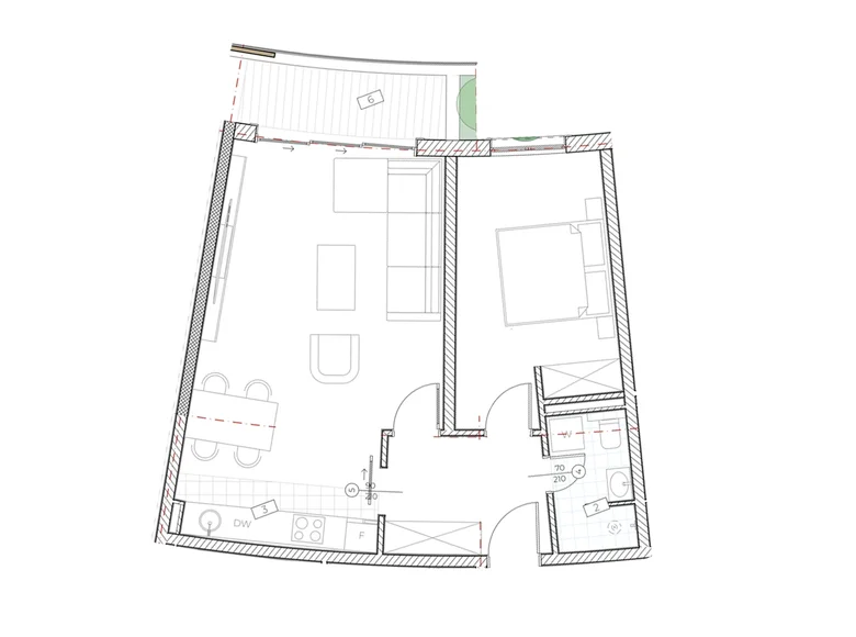 1 room apartment 59 m² Boreti, Montenegro