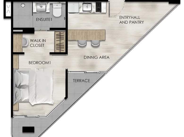 Квартира 1 комната 39 м² Равай, Таиланд