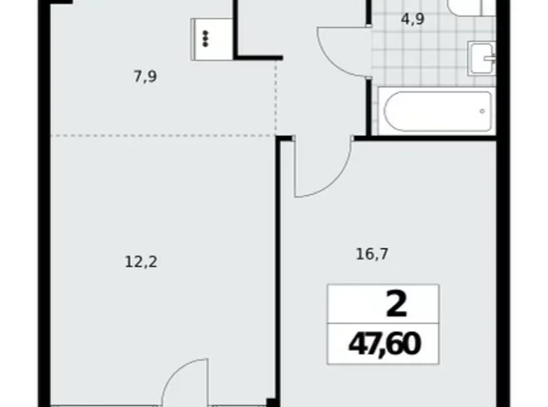 Wohnung 2 zimmer 48 m² Moskau, Russland