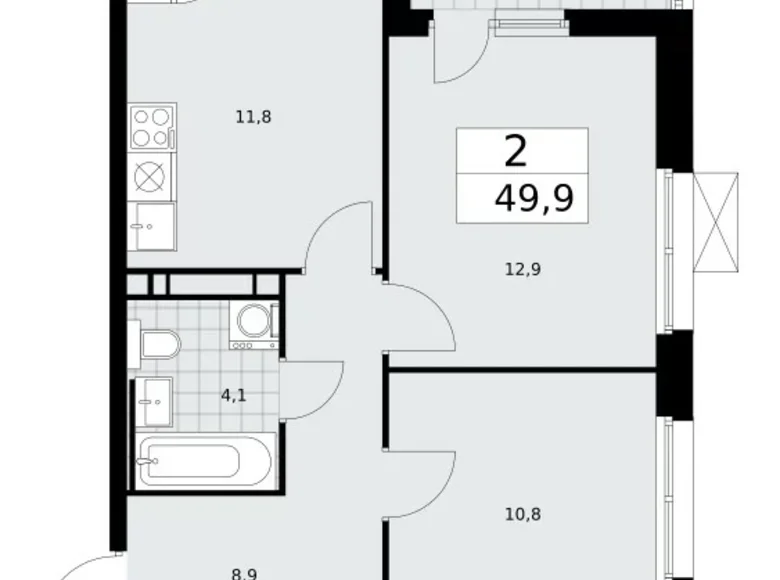 Wohnung 2 zimmer 50 m² Kommunarka, Russland