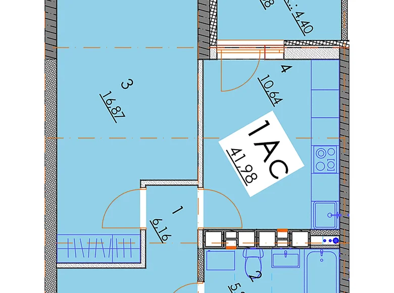Apartamento 1 habitación 42 m² Minsk, Belarús