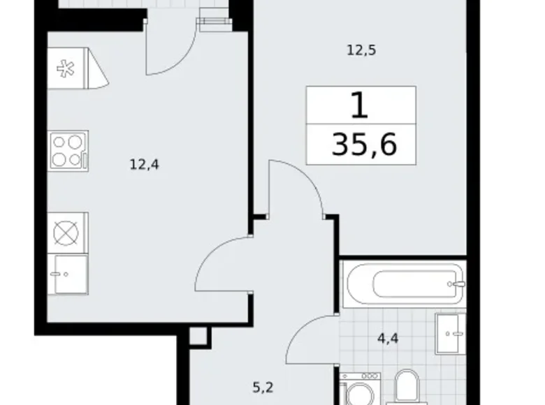 Mieszkanie 1 pokój 36 m² Wnukowo, Rosja