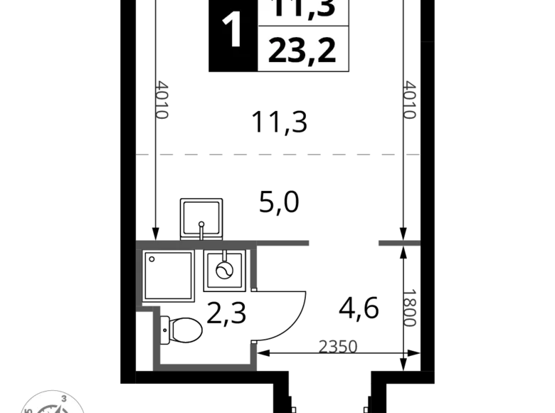 Studio 1 zimmer 23 m² Sapronovo, Russland