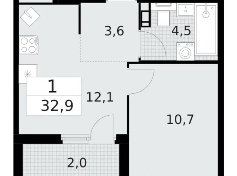 Wohnung 1 zimmer 33 m² Krasnoje Selo, Russland