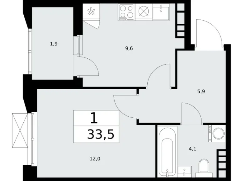 Квартира 1 комната 34 м² район Коммунарка, Россия