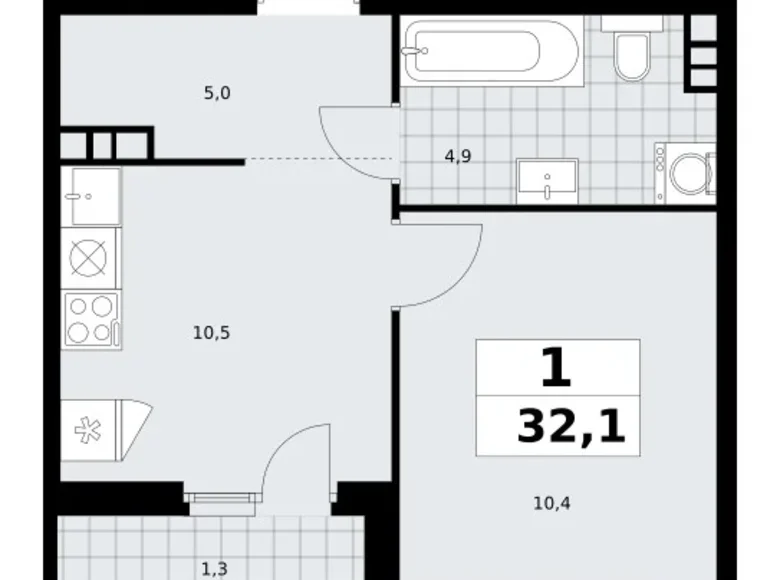 Wohnung 1 zimmer 32 m² Moskau, Russland