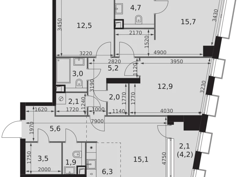 Квартира 4 комнаты 94 м² Москва, Россия