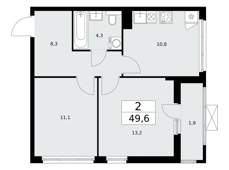 Квартира 2 комнаты 50 м² район Коммунарка, Россия
