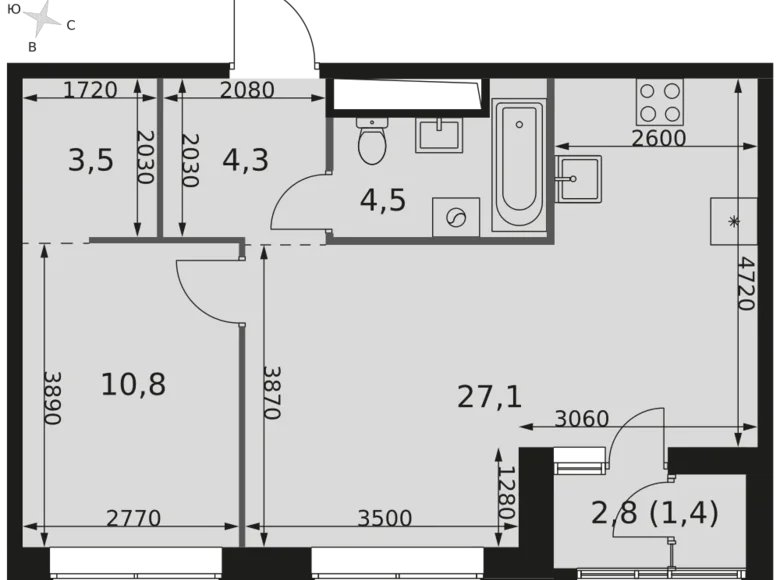 Wohnung 2 zimmer 52 m² Moskau, Russland