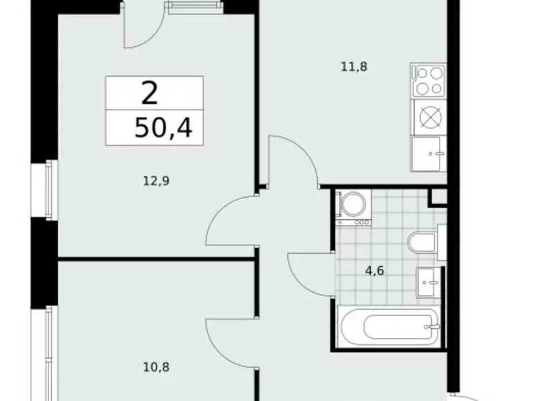 Wohnung 2 zimmer 50 m² Kommunarka, Russland