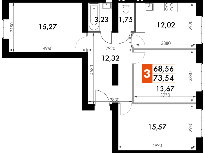 Mieszkanie 3 pokoi 71 m² Aprelevka, Rosja
