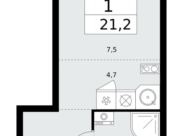 Mieszkanie 1 pokój 21 m² Kommunarka, Rosja