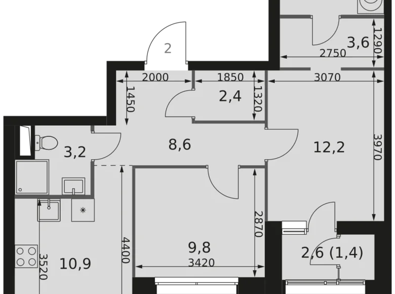 Apartamento 2 habitaciones 57 m² Moscú, Rusia