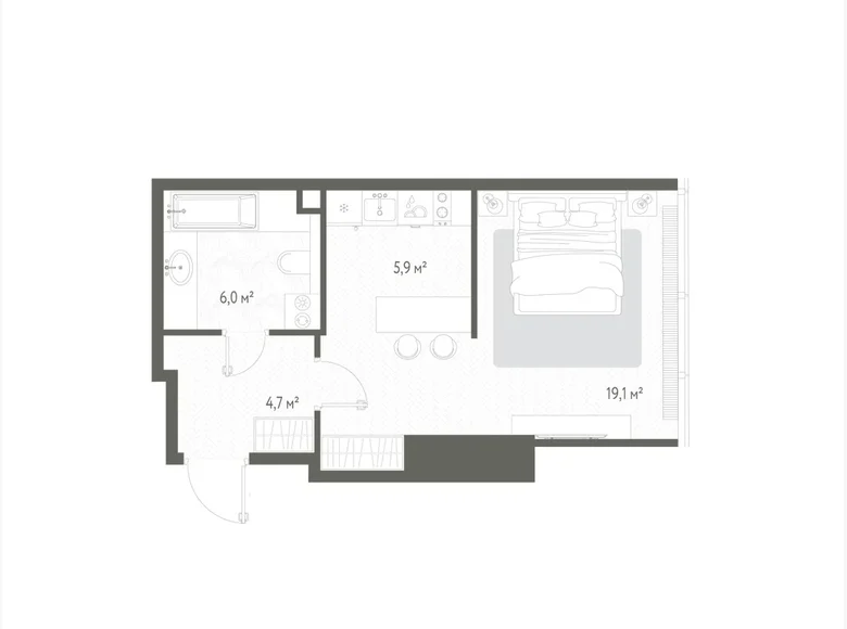 1 room apartment 36 m² Russia, Russia