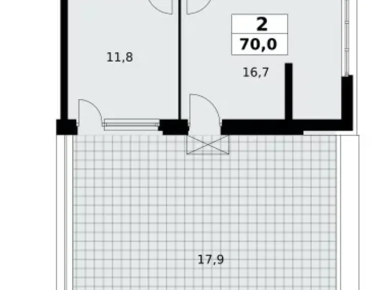 2 room apartment 70 m² Kommunarka, Russia